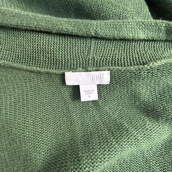J.Jill Womens Green Open-Front Knit Cardigan Sweater Medium Lightweight Casual - Picture 3 of 8